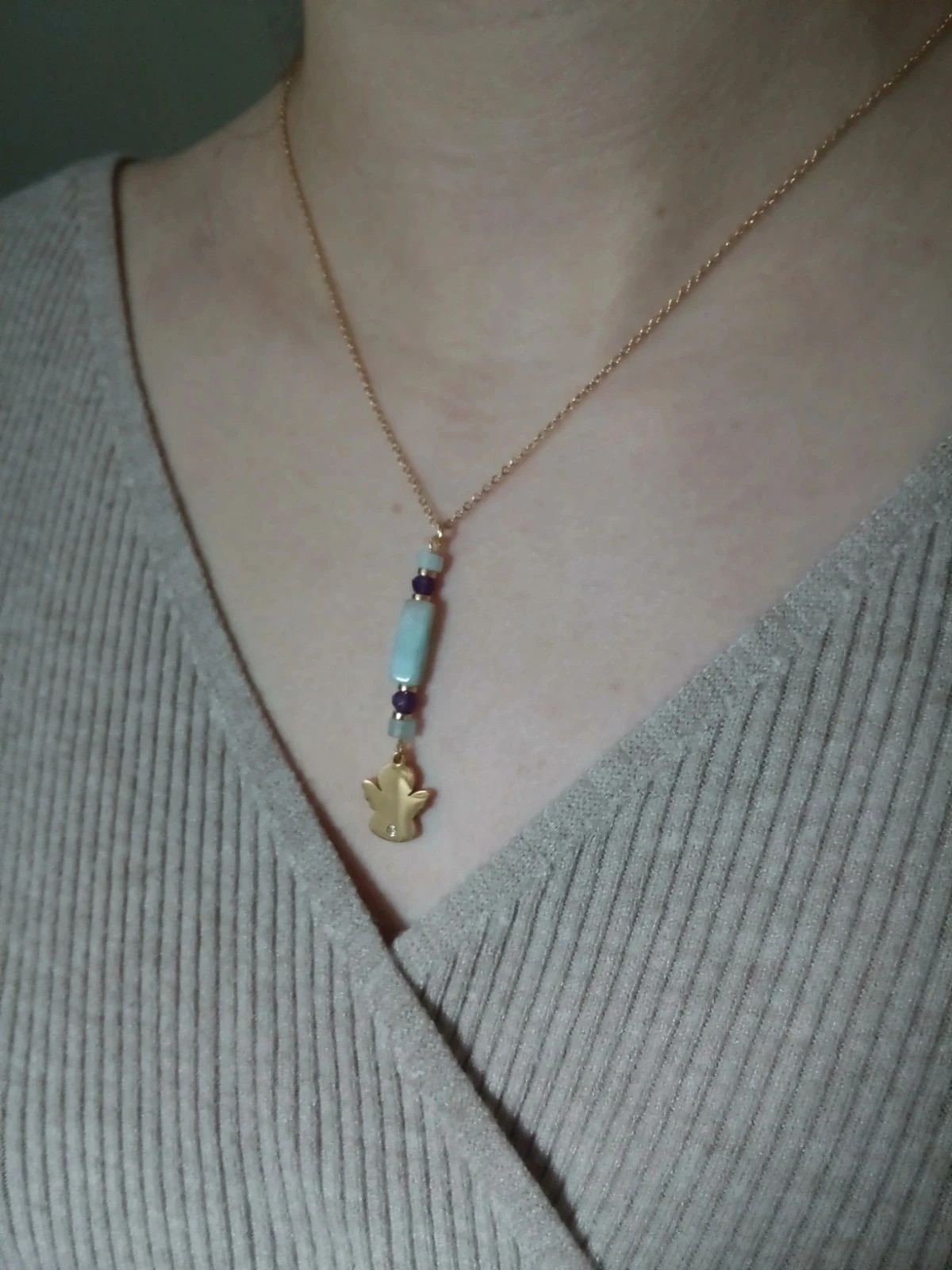 Collier ange et pierres semi précieuses – photo 5